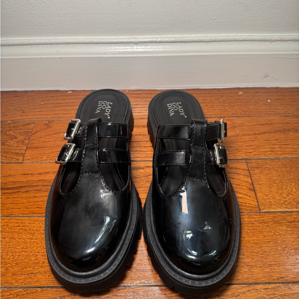 Black Patent Leather Slip-On Shoes